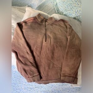 Free People S Bonnie Sweatshirt 3/4 Sleeve Bleached Dye Red Fleece